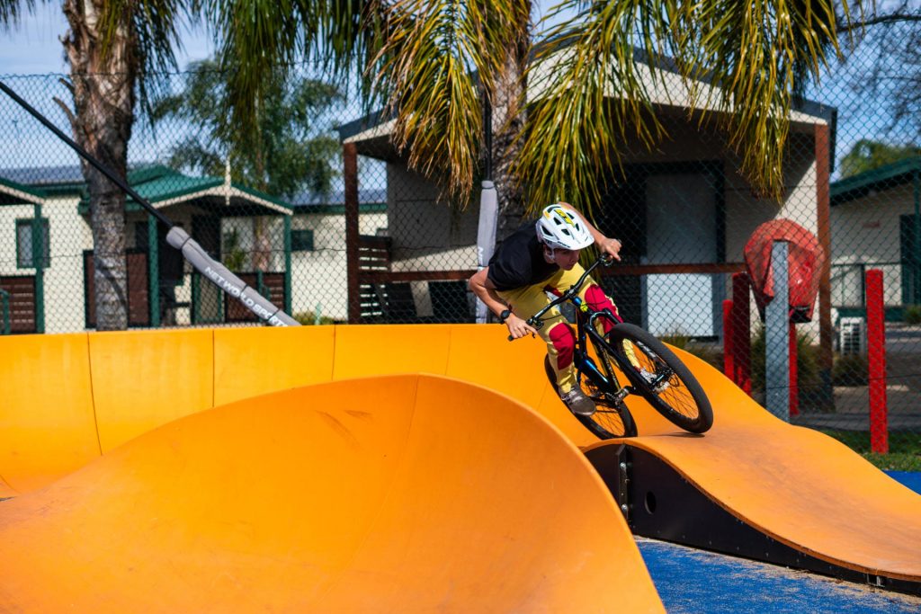What is a Modular Pumptrack? Ryan Gilchrist shows how to ride an orange pump track